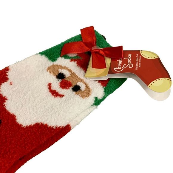 Gold Medal I Women's size 6 -9 Fuzzy Santa Clause Slip Resistant Christmas Socks - Picture 6 of 8